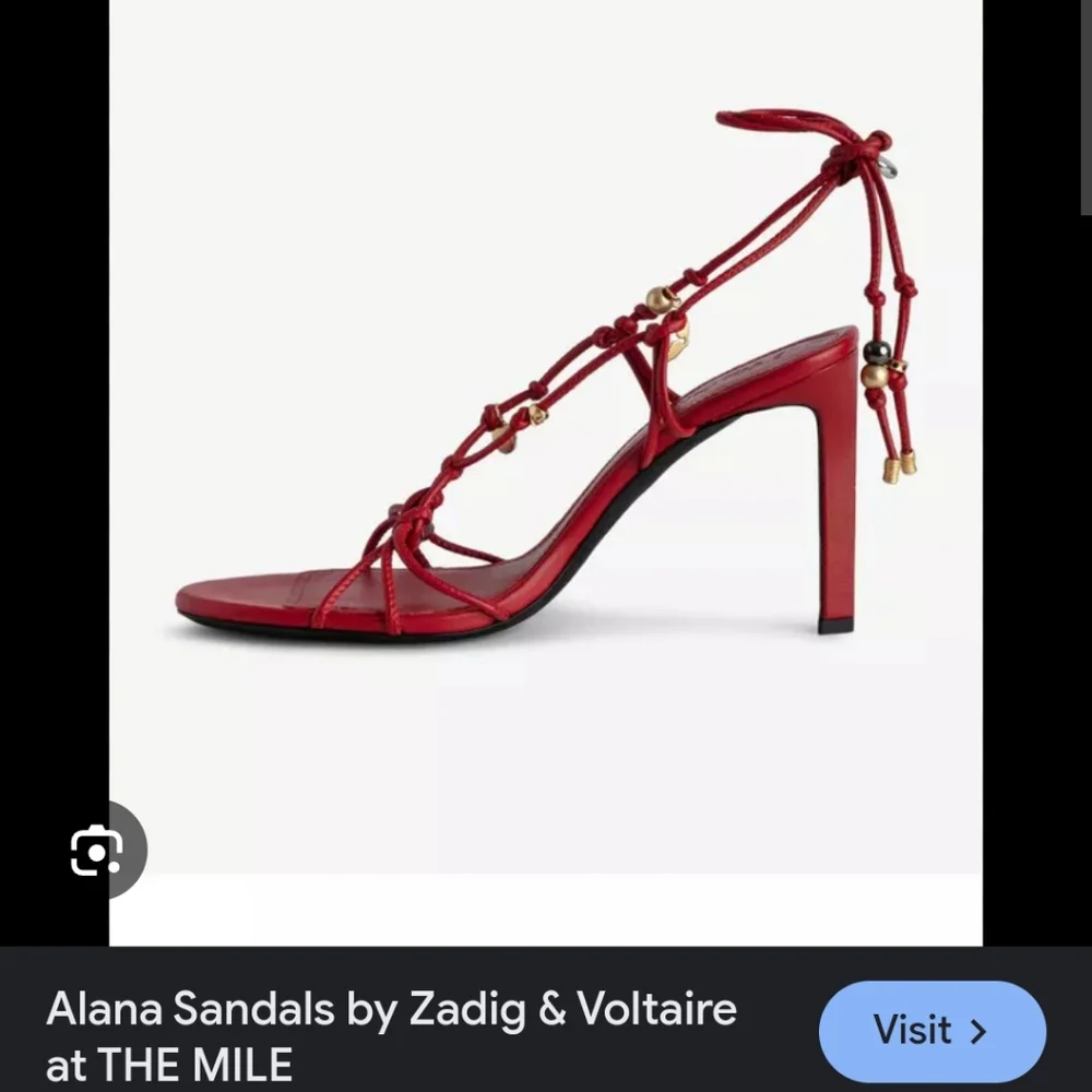 $598 Zadig & Voltaire Alana Leather charm jewel stone strappy Sandals High Heels - Picture 5 of 15